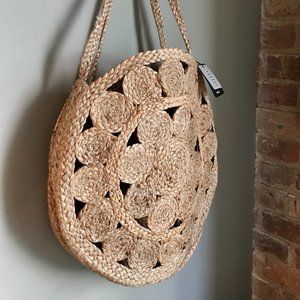 MNG by Mango Boho Jute Shoulder Bag Tote Purse